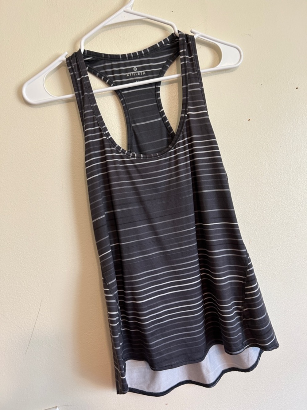 Athleta Gray & White Striped Racerback Workout Tank